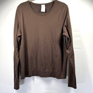 Athleta Women's Top Size L Solid Brown Breathable Long Sleeve Pullover Stretch